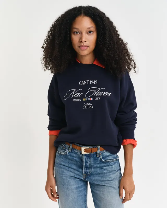 Gant Bluza Damska Z Nadrukiem İ Okrągłym Kołnierzykiem Relaxed Fit