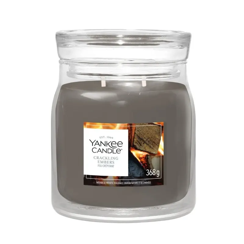 Yankee Candle Signature Świeca w Średnim Słoiku z Dwoma Knotami Crackling Embers