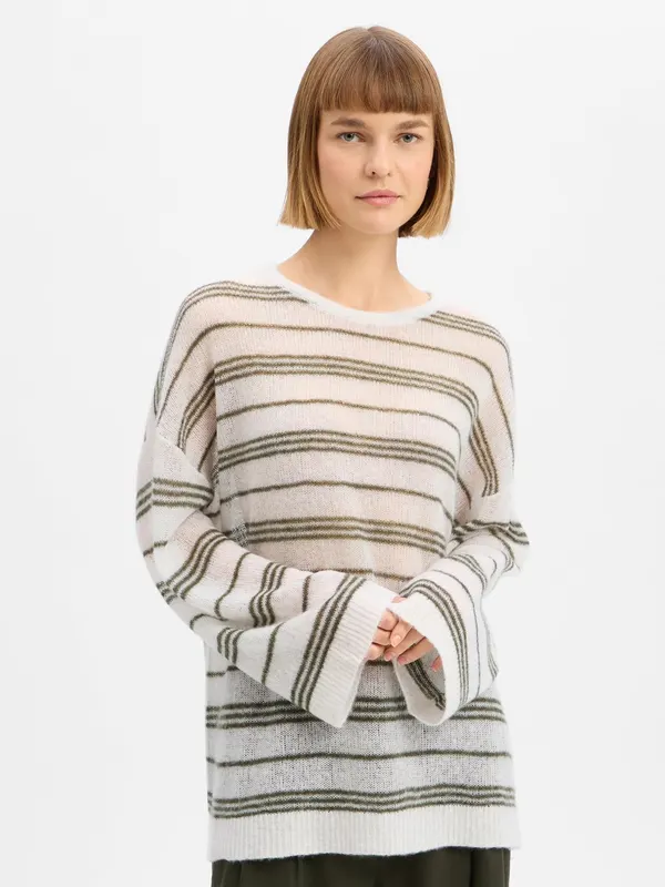 american vintage bluzka z dzianiny z domieszką wełny i kaszmiru Kobiety Kaszmir zielony, ONE SIZE