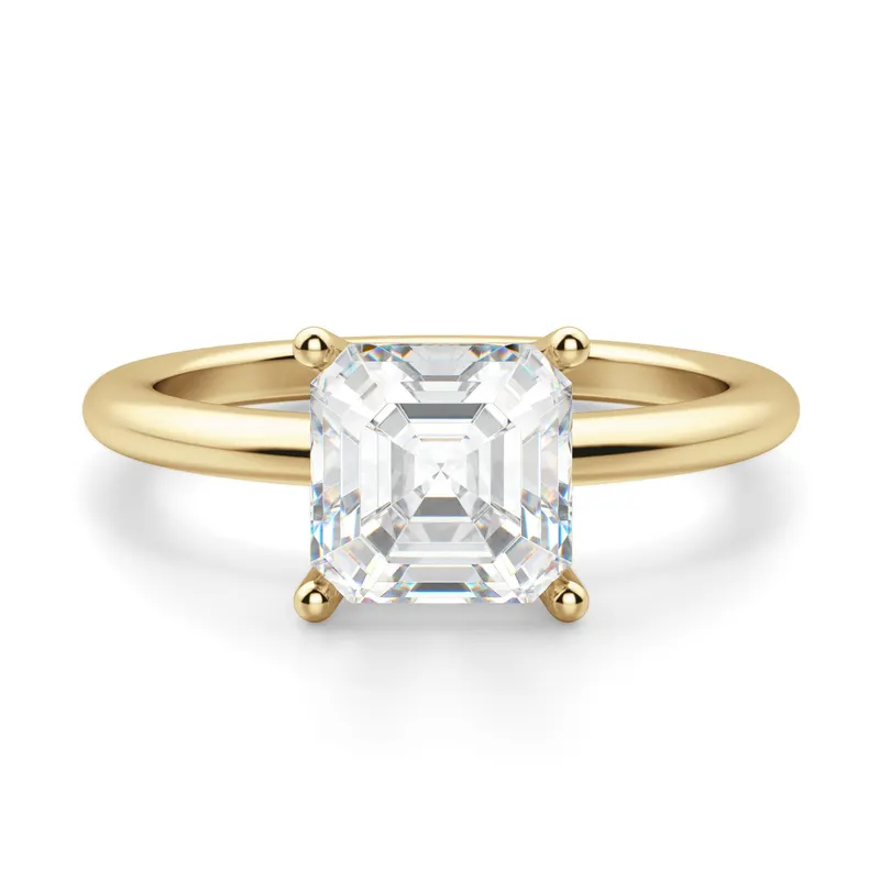 Basket Set Asscher 1.00 krt Klasyczny Pierścionek Zaręczynowy Diament Laboratoryjny 585 Żółte Złoto (14K)
