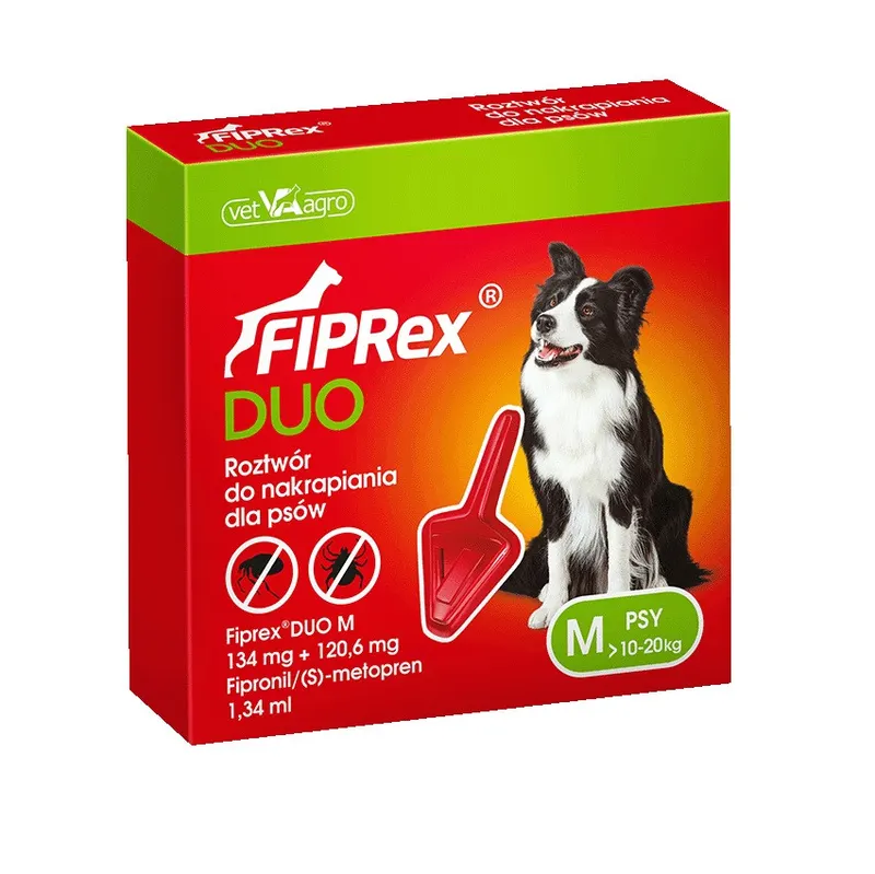 Fiprex Duo Krople przeciw pasożytom dla psa M (134 mg + 120,60 mg) 1,34 ml - 1 szt.