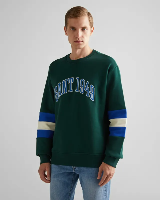 Gant Bawełniana Bluza Męska Z Długim Rękawem Okrągły Kołnierzyk Relaxed Fit