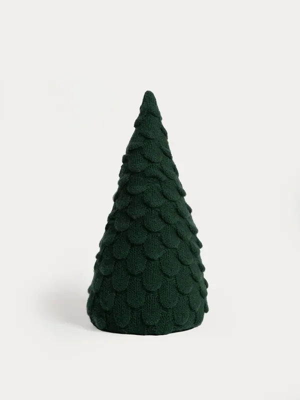 Dekoracja TREELY choinka materiałowa zielona 15x15x35 cm