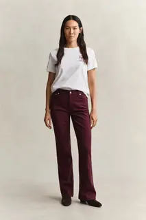 Gant Jeansy Kolorowe Damskie Flare Fit Bordowe