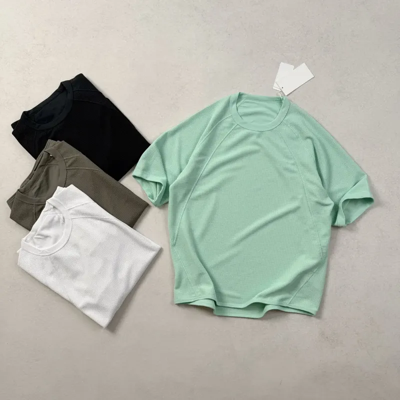 Japanese Style 26SS Three-dimensional Cutting Skin Friendly Breathable Sweat Wicking Quick Drying Waffle Grid Short Sleeved Tee