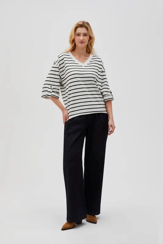 Bluza oversize w paski biało-czarna