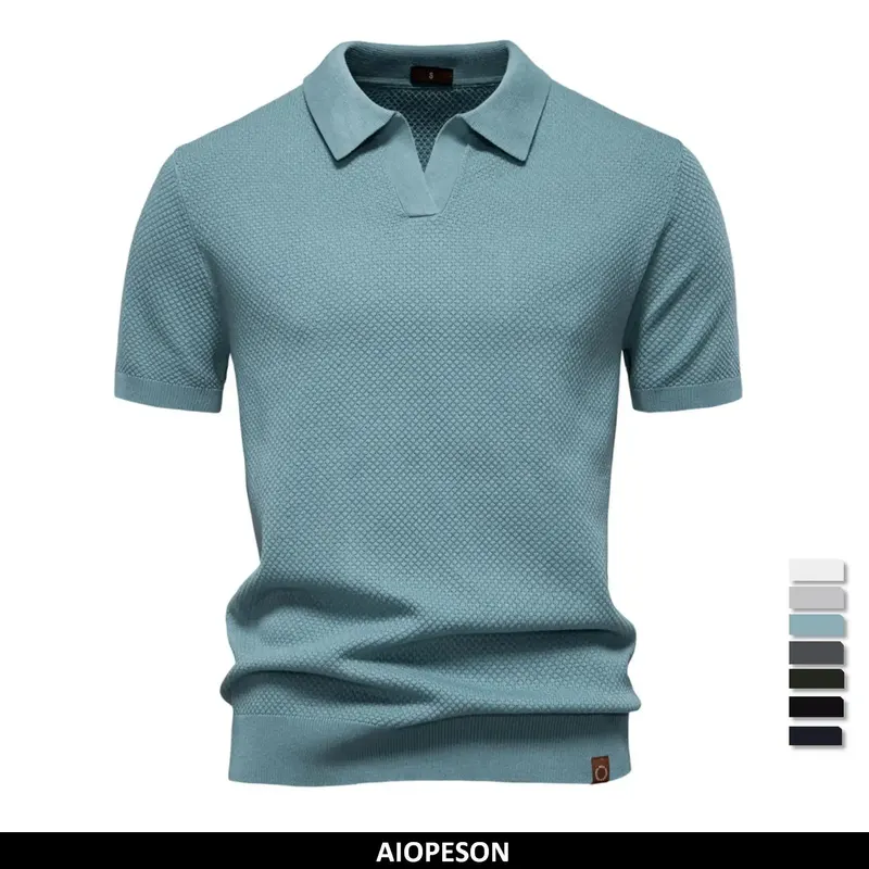 2025 New Summer Premium Solid Color Men's Golf Polo Shirt for Collared Breathable Fabric Social Casual Top Male Polo Shirts