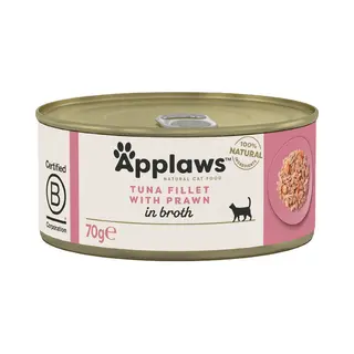 Applaws w bulionie, 12 x 70 g - Filet z tuńczyka z krewetkami