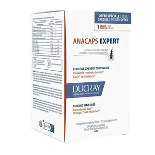 Ducray .Anacaps Expert. 90 Kapsułek 3X30 Skóra Włosy Paznokcie