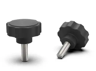 Pokrętło gwiazdowe z wmontowaną śrubą INOX M6 x 58mm, półgwint 20mm, D-40mm
