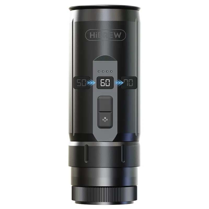 Ekspres do kawy HiBREW H4C Ultra Portable, podgrzewanie bezprzewodowe, ciśnienie 20 barów, zbiornik na wodę 100 ml, odłączany akumulator – czarny
