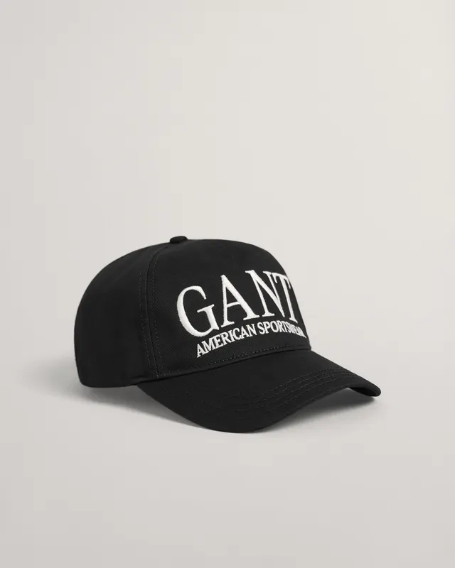 Gant Bawełniana Czapka Z Daszkiem Unisex Z Nadrukiem Czarna