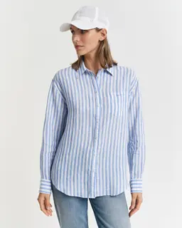 Gant Koszula Damska W Paski Z Długim Rękawem Relaxed Fit Niebieska