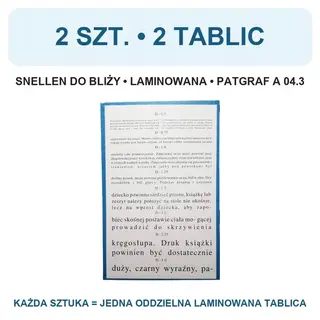 Tablica okulistyczna do bliży Snellena laminowana PATGRAF 2 szt.