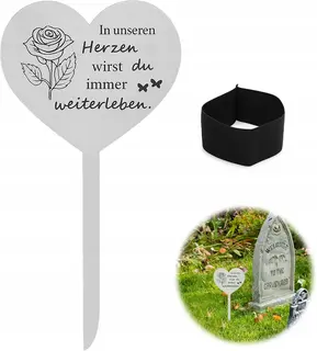 OZDOBA NAGROBNA SERCE STAL NIERDZEWNA 304 ODPORNA 12X28CM