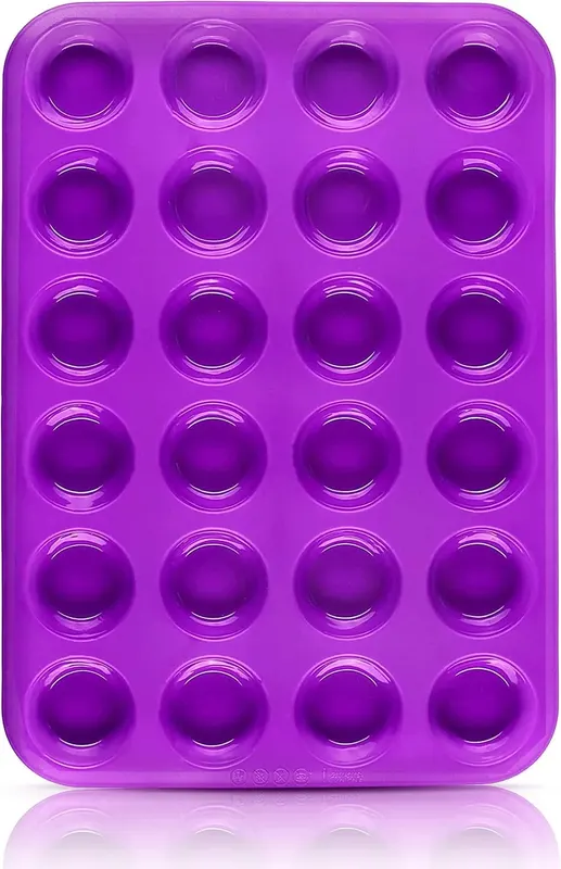 SILIKONOWA BLACHA DO MUFFINEK NA 24 MINI PURPUROWA ANTYPRZYLEPNA