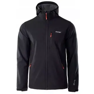 Kurtka męska Softshell Hi-Tec Caen - czarno-pomarańczowa, Rozmiar XXL