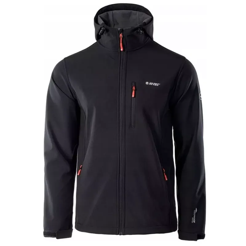 Kurtka męska Softshell Hi-Tec Caen - czarno-pomarańczowa, Rozmiar XXL