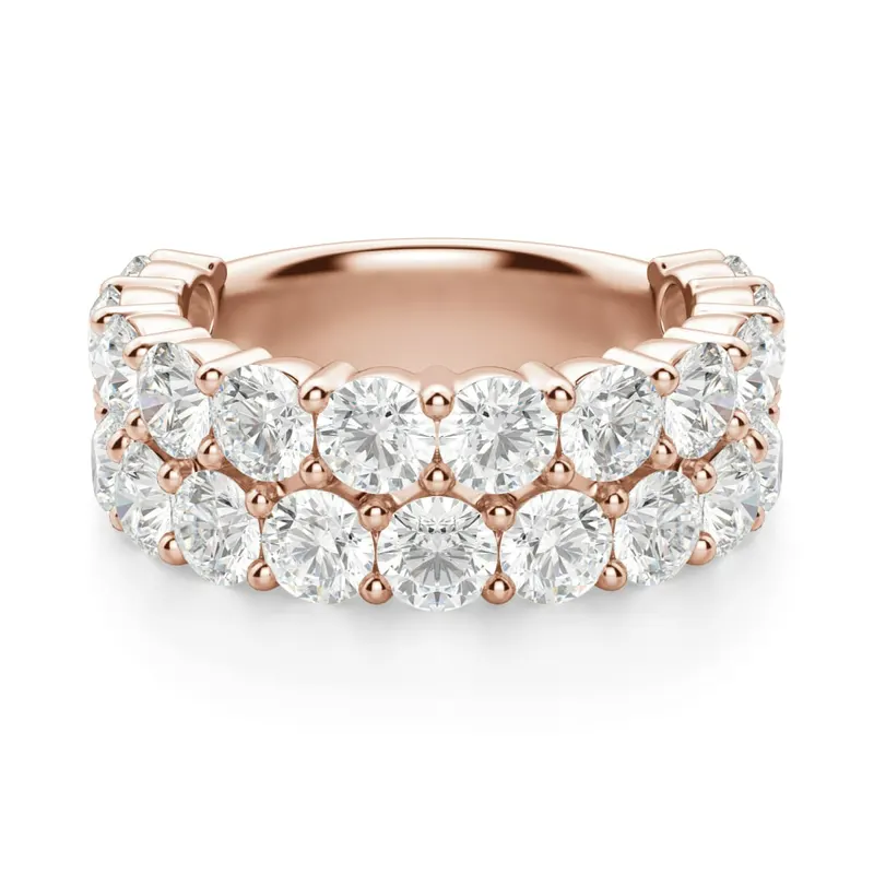 Obrączka Ślubna Half Eternity Pave z Okrągłymi Kamieniami 3.50 mm Laboratoryjny Diament 585 Różowe Złoto (14K)