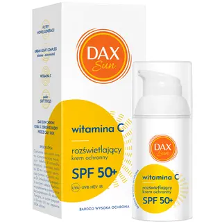 Dax Sun rozświetlający krem ochronny SPF 50+ do twarzy z witaminą C, niacynamidem, ektoiną i pudrem Soft Focus 30 ml
