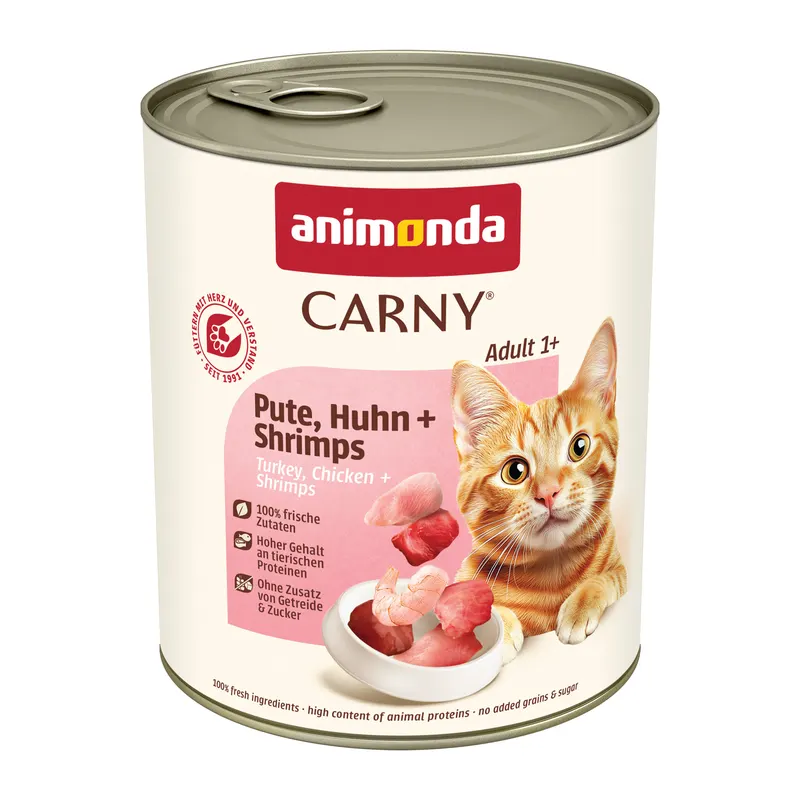 animonda Carny Adult, 6 x 800 g - Indyk, kurczak i krewetki