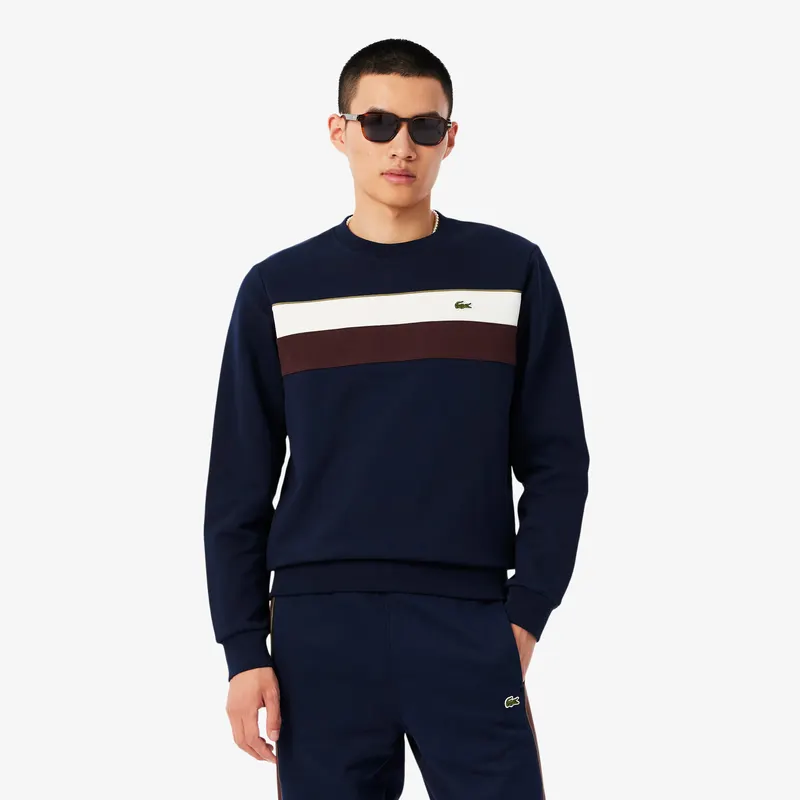 Lacoste Bluza Z Polaru W Kolorowe Bloki Męskie Niebieski