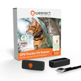 Weenect Pet GPS Tracker XS dla kotów, z obrożą - Czarny z czarną obrożą
