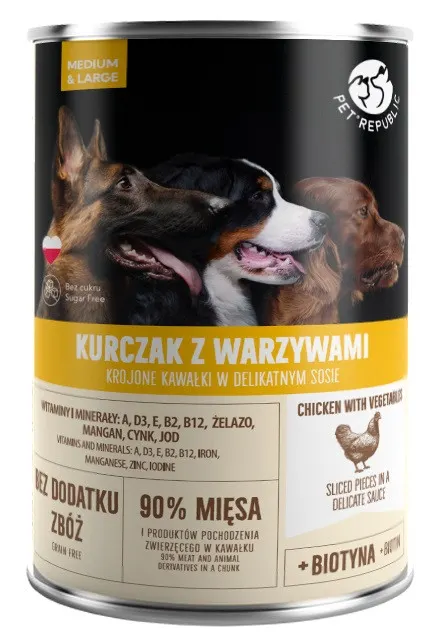 PET REPUBLIC Adult Medium & Large Kurczak z warzywami - mokra karma dla psa - 1250 g