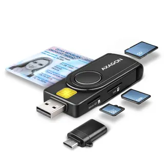AXAGON Czytnik kart identyfikacyjnych & SD/microSD/SIM card PocketReader USB CRE-SMP2A