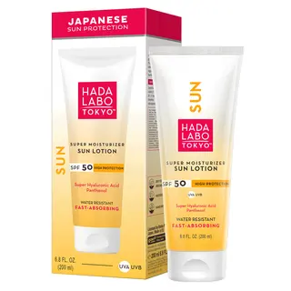 Hada Labo Tokyo Sun Lotion emulsja do opalania SPF 50 do ciała z Super Hyaluronic Acid™, D-pantenolem i skwalanem 200 ml