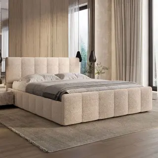 Łóżko tapicerowane z pojemnikiem SFG0166 | 180x200 | Boucle | Cappuccino #4 | OUTLET