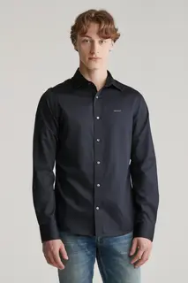 Gant Satynowa Koszula Męska Slim Fit Czarna