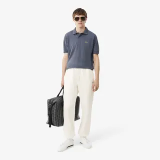 Lacoste Regularne Spodnie Dresowe Z Polaru Kremowe Męskie Kremowy