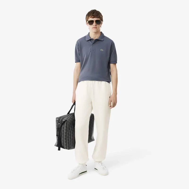 Lacoste Regularne Spodnie Dresowe Z Polaru Kremowe Męskie Kremowy