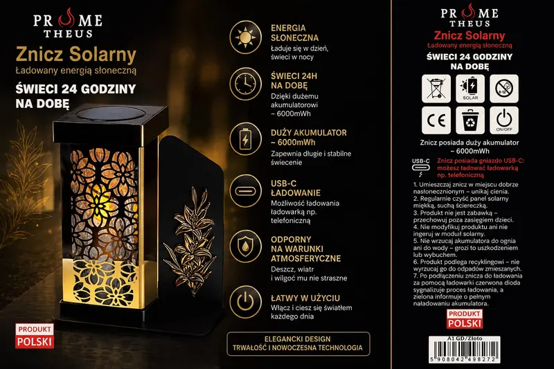 Znicz Solarny PROMETHEUS A1 GD – Złoty