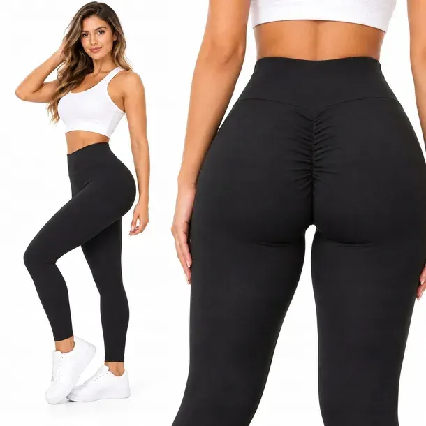 Legginsy PUSH UP L/XL ciepłe bambusowe z WYSOKIM STANEM Sportowe Fitness