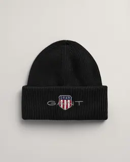 Gant Czapka Zimowa Unisex Z Nadrukiem Czarna