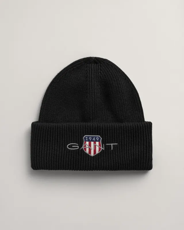 Gant Czapka Zimowa Unisex Z Nadrukiem Czarna