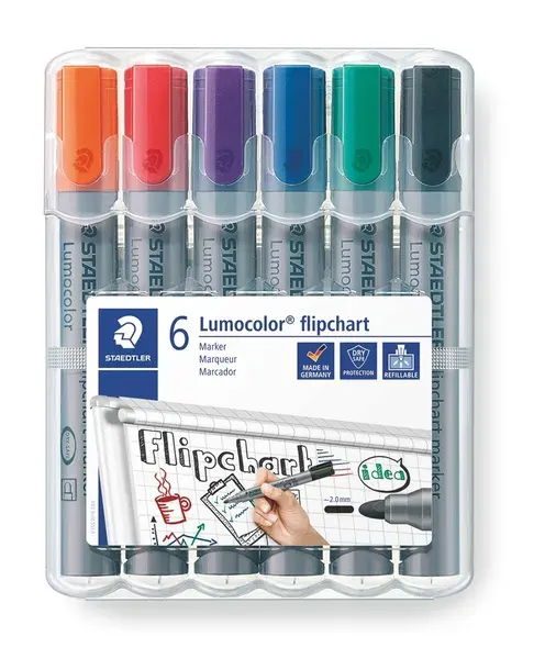 Marker Lumocolor flipchart do tablic 6 kolorów Staedtler