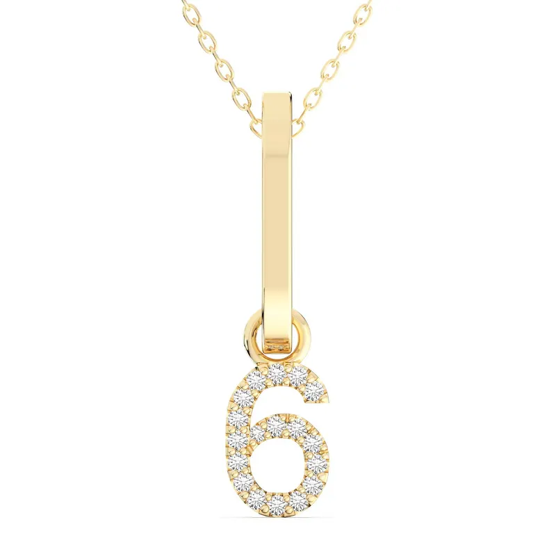 Wisiorek Numer "6" Laboratoryjny Diament 585 Żółte Złoto (14K)