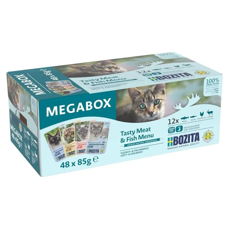BOZITA kawałki w sosie Mega Box - mokra karma dla kota - 48x85g