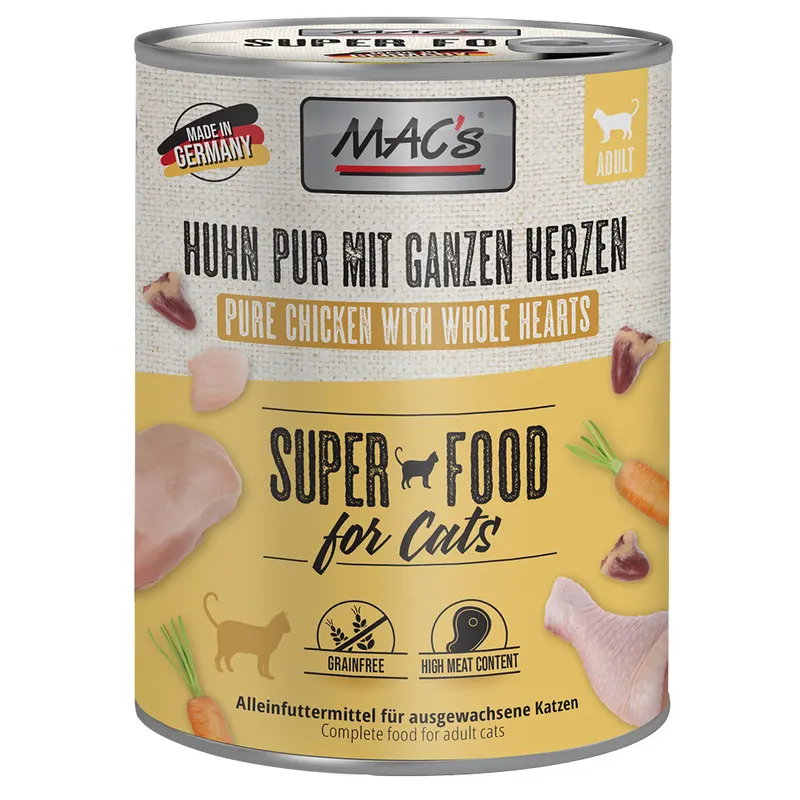 MAC´s Cat karma  dla kota, 6 x 800 g - Czysty kurczak z całymi sercami drobiowymi