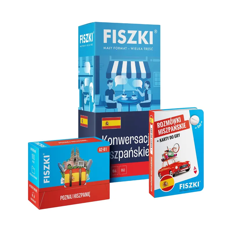 Zestaw FISZKI - język hiszpański - Kurs hiszpański dla podróżników (poziom A1-B2)