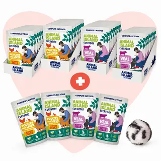ANIMAL ISLAND Love Box Filety w galarecie Box + zabawka - mokra karma dla kota - 48x85g