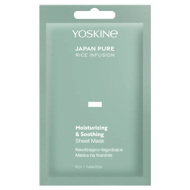 Yoskine Japan Pure Rice Infusion nawilżająco-łagodząca maska na tkaninie z fermentem ryżowym, beta-glukanem i peptydami 20 ml