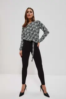 Legginsy z ozdobnym guzikiem czarne