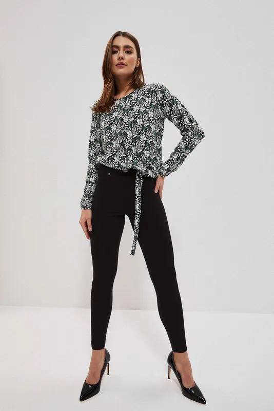 Legginsy z ozdobnym guzikiem czarne