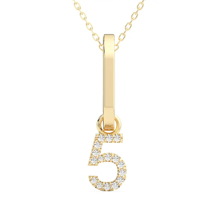 Wisiorek Numer "5" Laboratoryjny Diament 585 Żółte Złoto (14K)