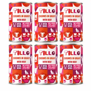 TILLO Kawałki w sosie Wołowina - mokra karma dla kota - 6x415g