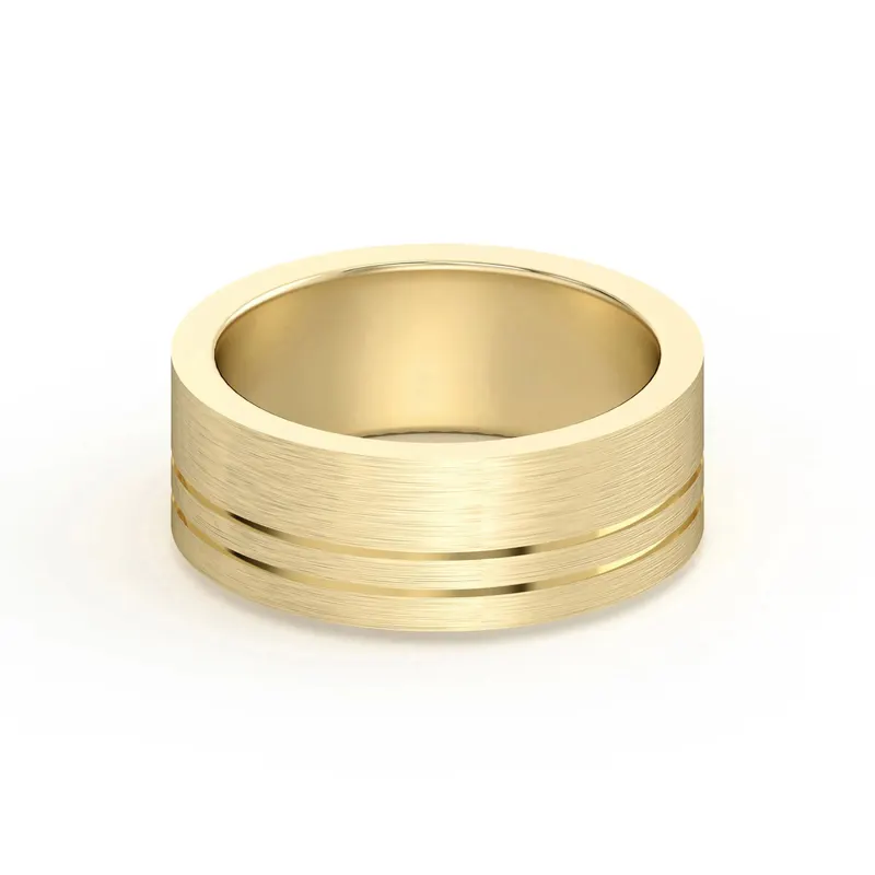 Double Lined Flat Obrączka Ślubna 585 Żółte Złoto (14K) 7 MM